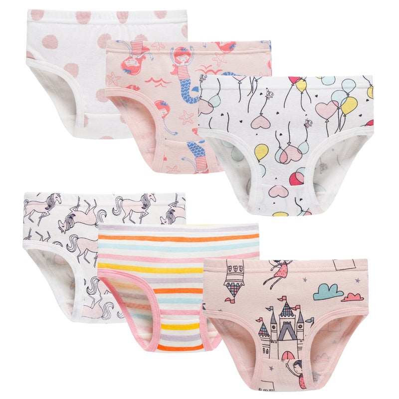Boboking Girls Soft Cotton Panties Little Girls Briefs Toddler Underwear (Pack Of 6) 3T White Light-pink - Image 3
